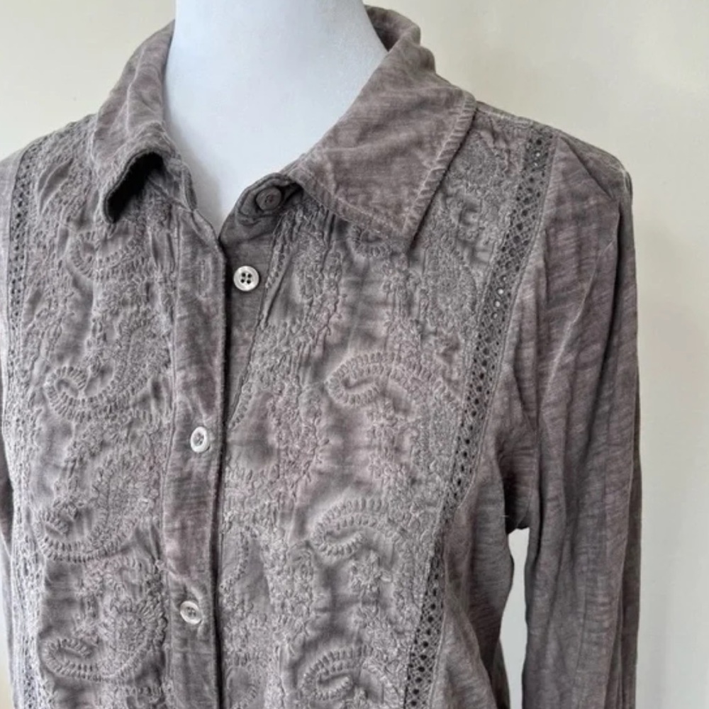 Soft Surroundings Taupe Textured Shirt